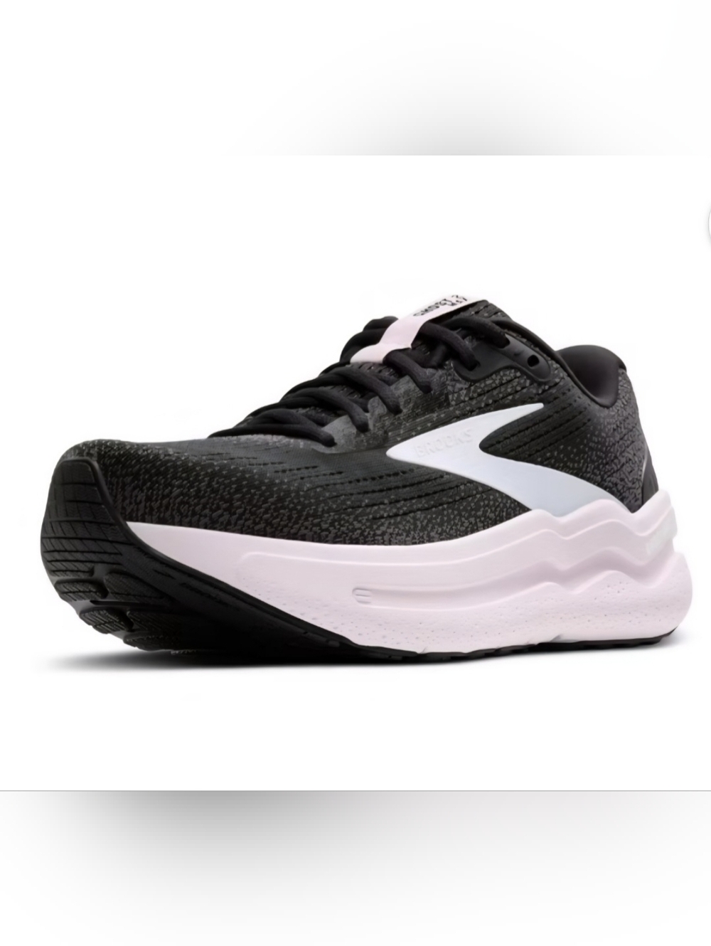 Brooks Max Ghost 2 Neutral Walking And Running Sneaker.  Black/white/orchid Ice